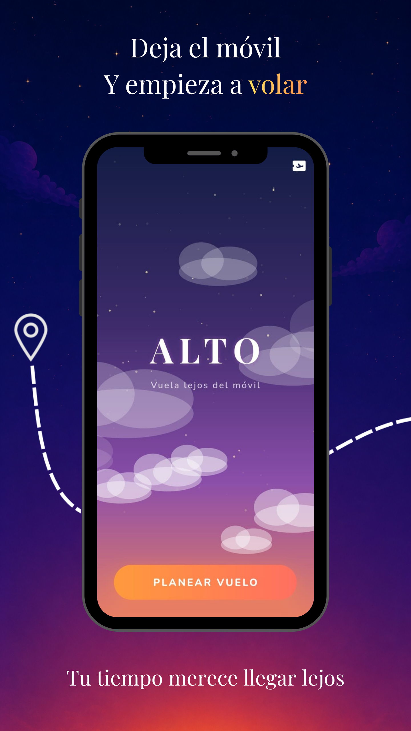 Pantalla principal de Alto - Planear vuelo